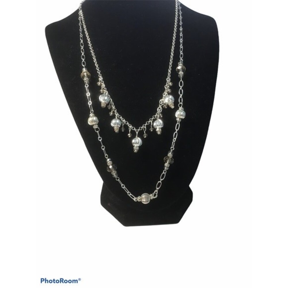 White House Black Market Silver Bead Necklace